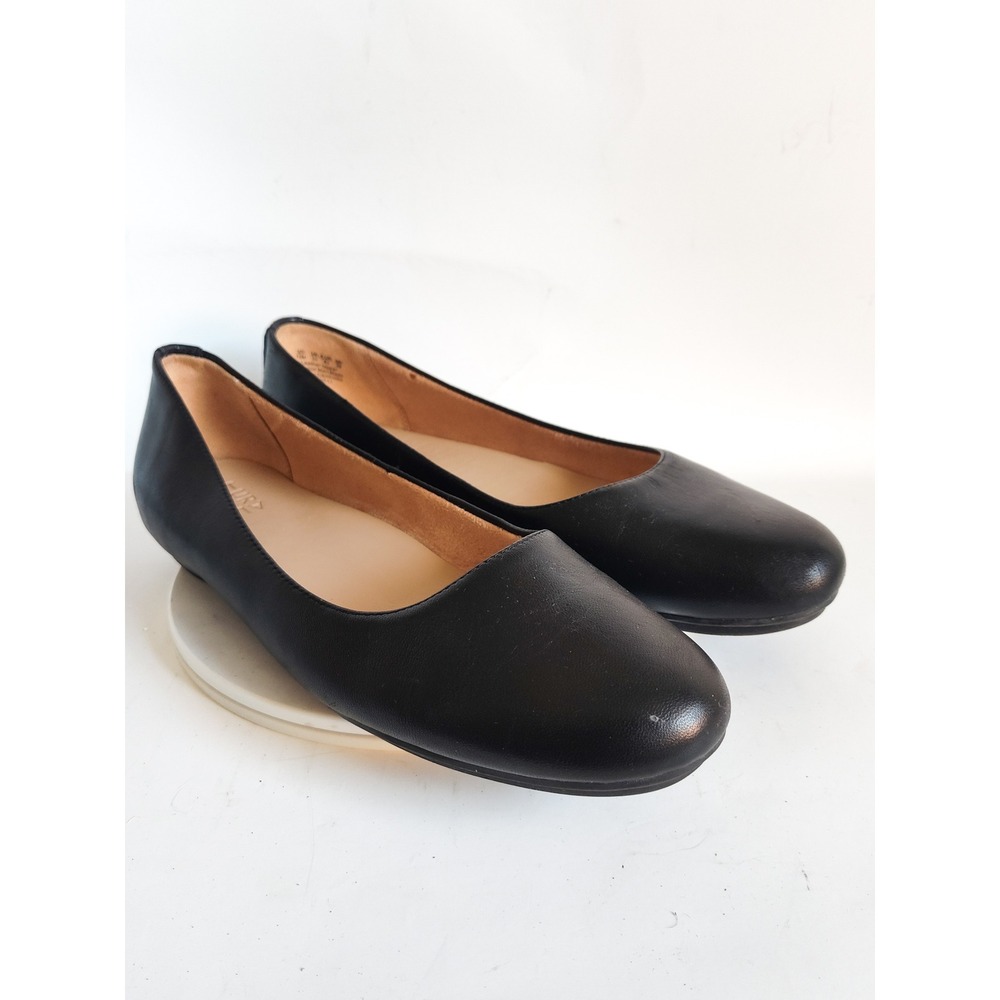 Naturalizer Ballet Flats Size 12 Comfort Leather Round Toe Preppy Work Black